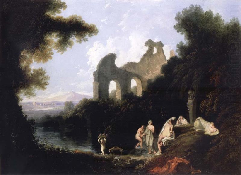 Landscape,Ruins and Figure, unknow artist
